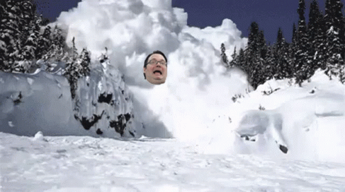 Man with Glasses Stuck in Snow