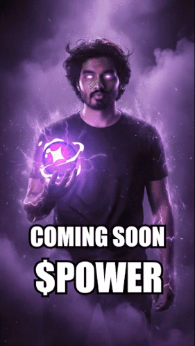Man With Glowing Eyes Holding Purple Object With Coming Soon $ Power