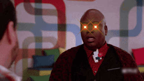 Man With Glowing Eyes Talking Letter P Wall