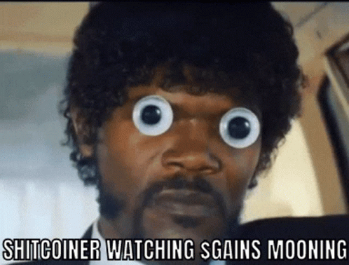 Man With Googly Eyes Shitcoiner Watching Sgains Mooning GIF