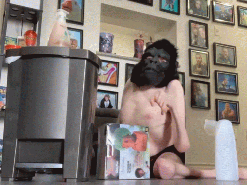 Man With Gorilla Dancing Face GIF