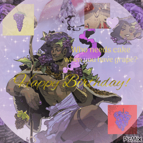 Man With Grapes on Head Happy Birthday