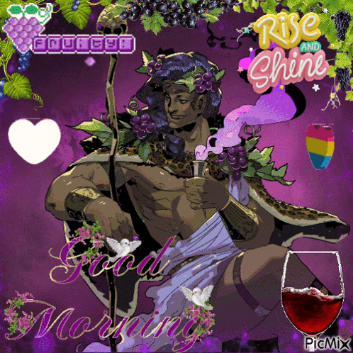 Man With Grapes On Head Says Rise And Shine GIF