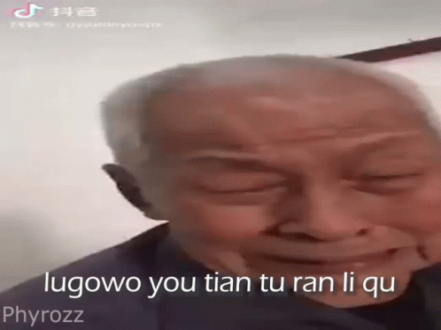 Man with Gray Hair Making Funny Face