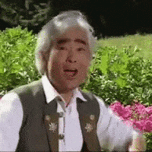 Man with Gray Hair Making Funny Face