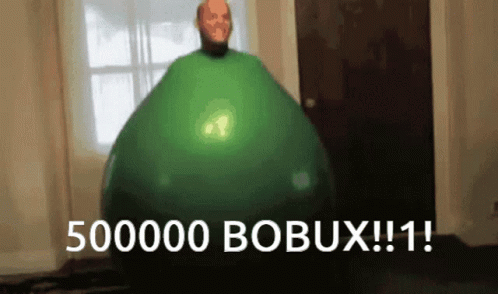 Man With Green Balloon Saying 500000 Bobux GIF