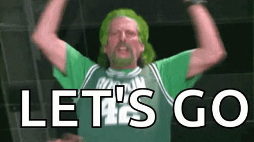 Man With Green Hair And Lets Go Jersey GIF
