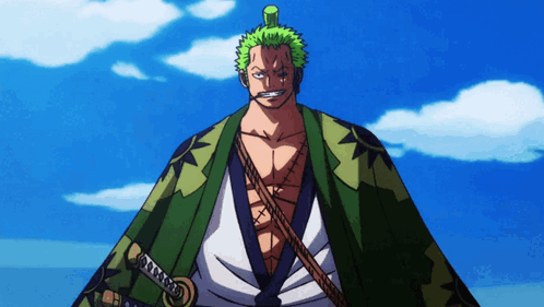 Man With Green Hair and Sword on Shoulder