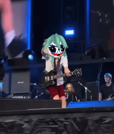 Man With Green Hair Playing Guitar GIF