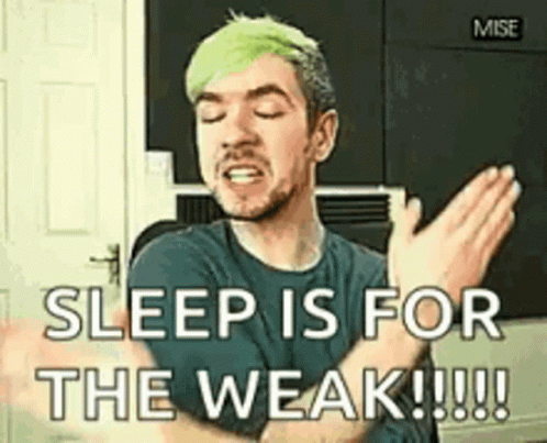 Man With Green Hair Saying Sleep Is For The Weak GIF