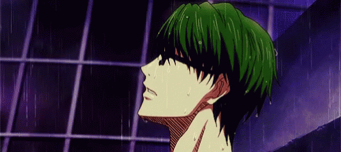 Man with Green Hair Showering