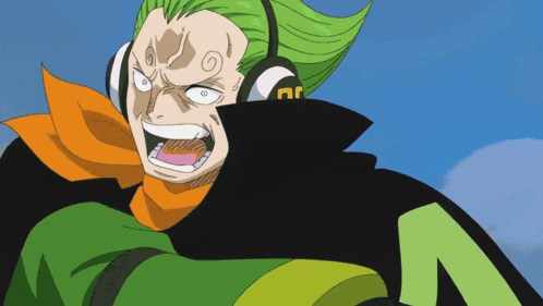 Man With Green Hair Wearing Headphones and Scarf