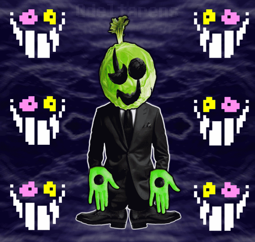 Man With Green Head And Green Hands GIF