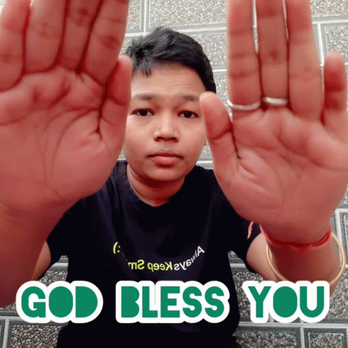 Man With Hands Up Saying God Bless You GIF