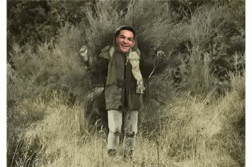 Man With Head In Tall Grass GIF