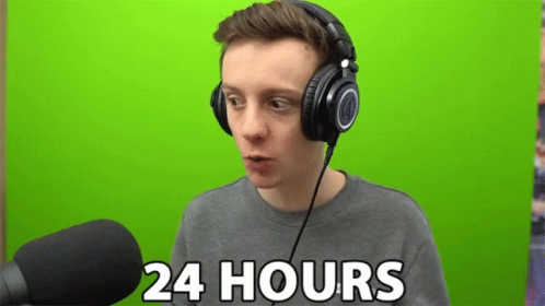 Man With Headphones 24 Hours Green GIF