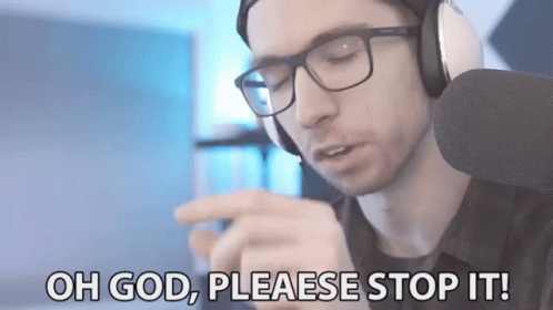 Man With Headphones and Glasses Saying Oh God Please Stop It