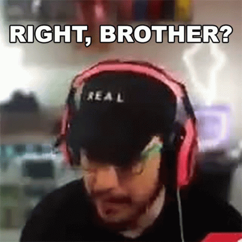 Man With Headphones and Hat Saying Right Brother
