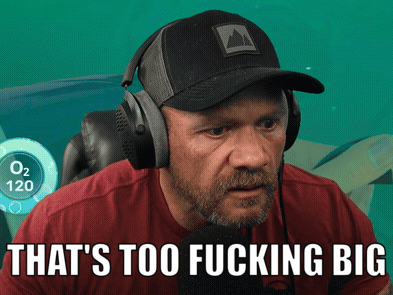 Man With Headphones And Hat Saying That's Too Fucking Big GIF