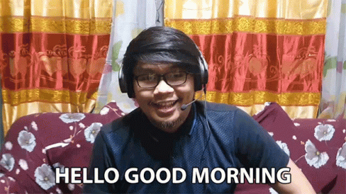 Man With Headphones and Headset Saying Hello Good Morning