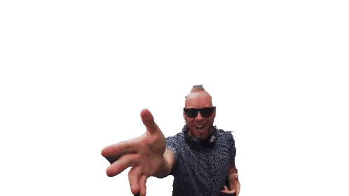 Man With Headphones and Sunglasses Reaching Out Hand