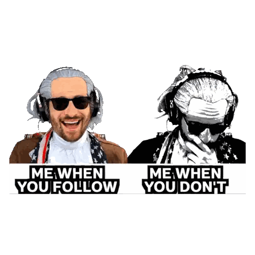 Man with Headphones and Sunglasses Saying Follow or Not