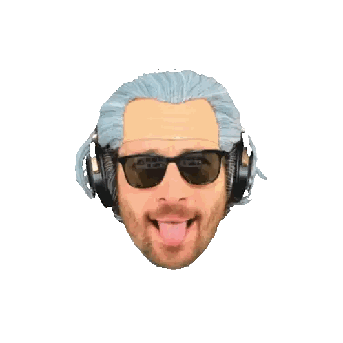 Man with Headphones and Sunglasses Tongue Out