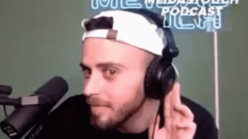 Man With Headphones And White Hat Making Peace Sign GIF