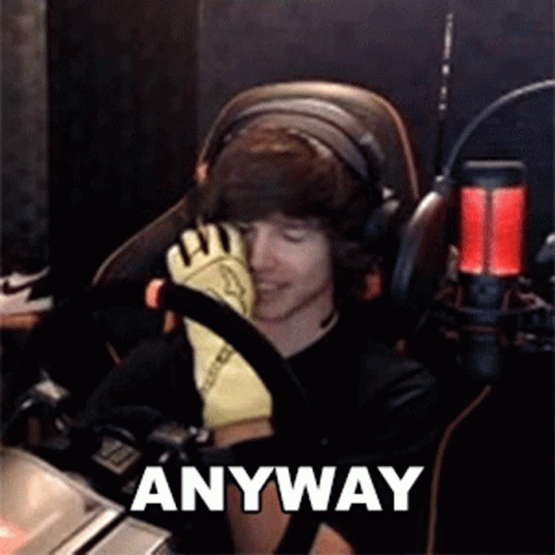 Man With Headphones and Yellow Glove at Microphone Saying Anyway