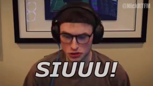 Man With Headphones Glasses Funny Face Saying Siuu
