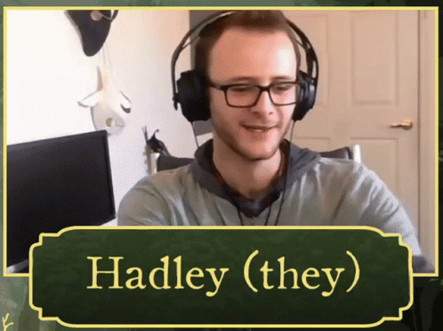 Man With Headphones Hadley (They) Green Frame GIF