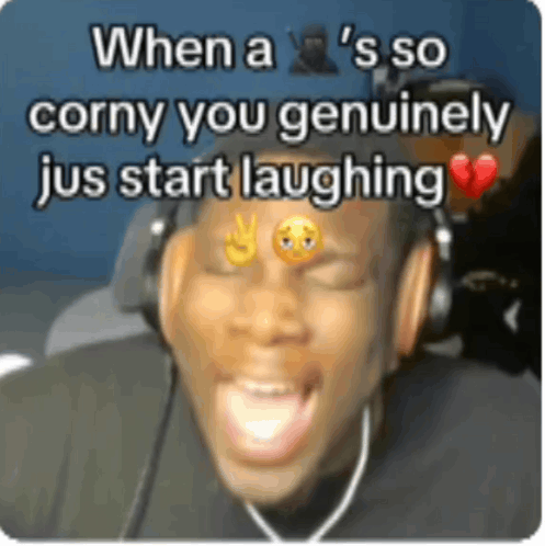 Man With Headphones Laughing And Heart On Forehead GIF
