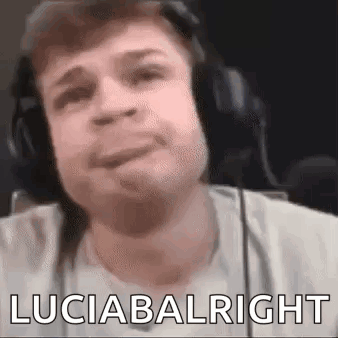 Man With Headphones Making Funny Face Saying Luciabaright GIF