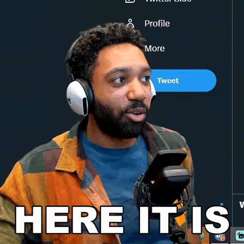 Man With Headphones Phone Says Here It Is GIF