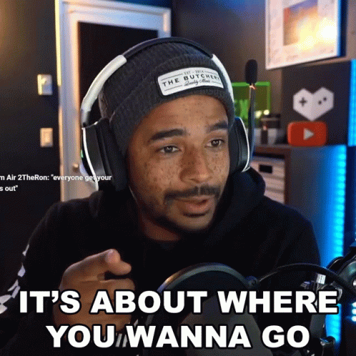 Man with Headphones Saying About Where You Wanna Go