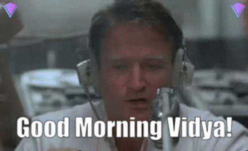 Man with Headphones Saying Good Morning