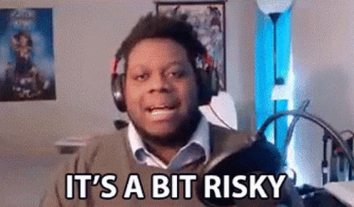 Man With Headphones Saying It's A Bit Risky GIF
