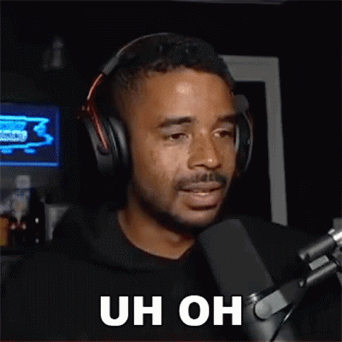 Man with Headphones Saying Uh Oh