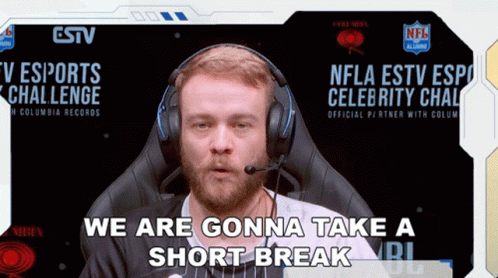 Man With Headphones Saying We Are Gonna Take a Short Break