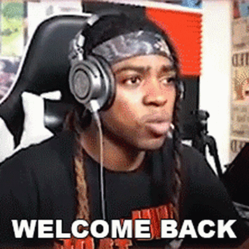 Man With Headphones Saying Welcome Back GIF