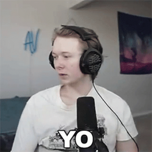 Man With Headphones Saying Yo Into Microphone GIF