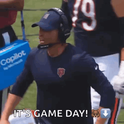 Man With Headphones Says It's Game Day GIF