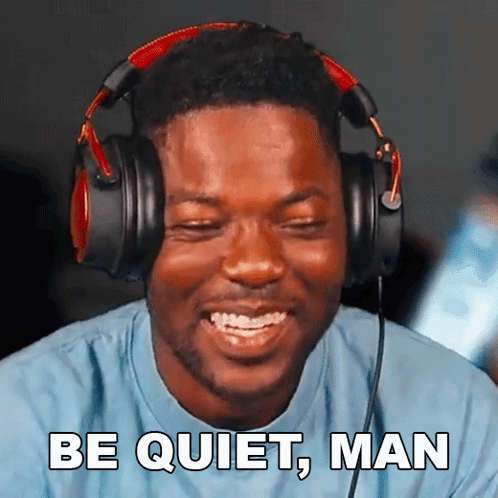 Man With Headphones Smiling Be Quiet Man