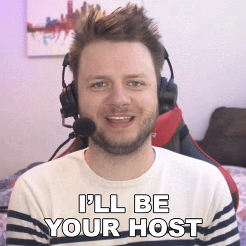 Man With Headphones Smiling I'll Be Your Host