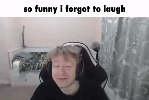 Man With Headphones Smiling Saying So Funny I Forgot To Laugh GIF