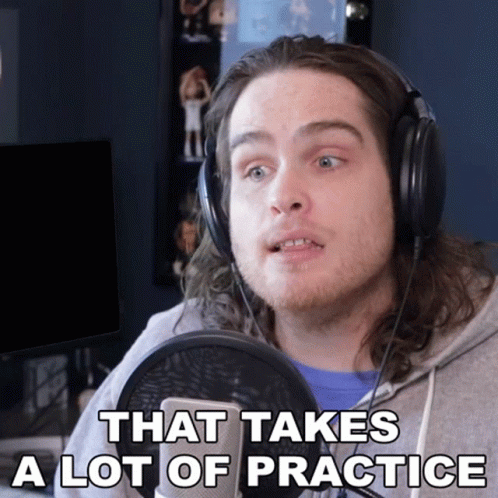 Man With Headphones Talking Into Mic Says That Takes a Lot of Practice