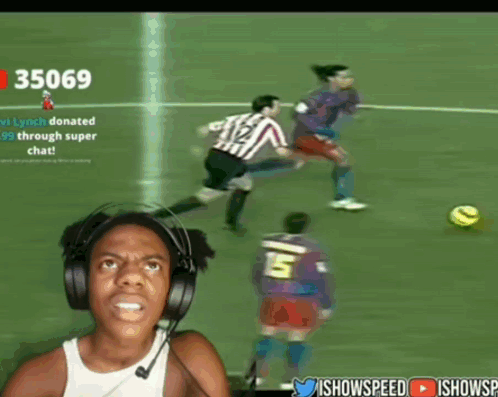 Man with Headphones Watching Soccer on Sky Sports