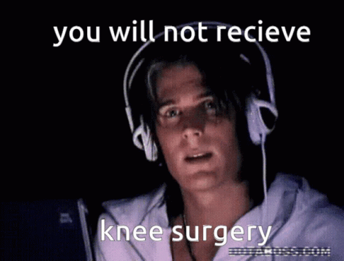 Man With Headphones You Will Not Recieve Knee Surgery GIF