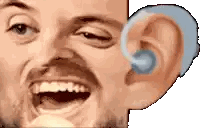 Man with Hearing Aid in Left Ear