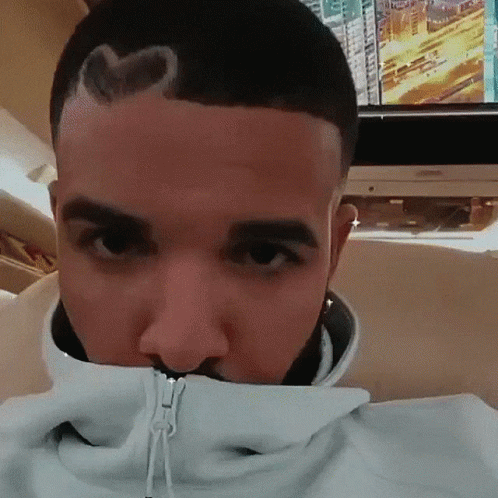 Man With Heart Hair Wearing White Sweatshirt GIF